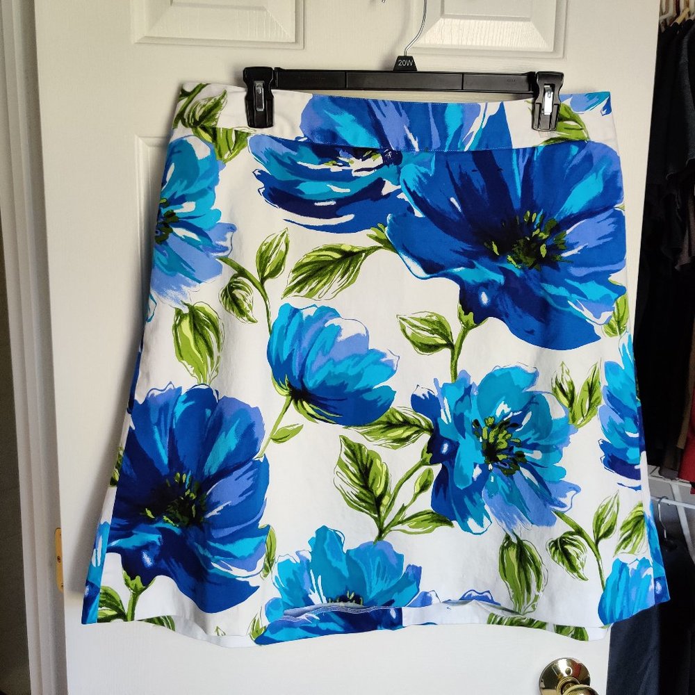 Lane Bryant blue watercolor floral A line skirt 20